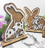 Easter Shelf Sitters | Easter home Decor | Spring Decor | Wood Home Decor | Spring Floral Shelf Sitters | Spring Flowers | Easter Bunnies