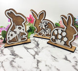 Easter Shelf Sitters | Easter home Decor | Spring Decor | Wood Home Decor | Spring Floral Shelf Sitters | Spring Flowers | Easter Bunnies