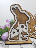 Easter Shelf Sitters | Easter home Decor | Spring Decor | Wood Home Decor | Spring Floral Shelf Sitters | Spring Flowers | Easter Bunnies