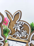 Easter Shelf Sitters | Easter home Decor | Spring Decor | Wood Home Decor | Spring Floral Shelf Sitters | Spring Flowers | Easter Bunnies