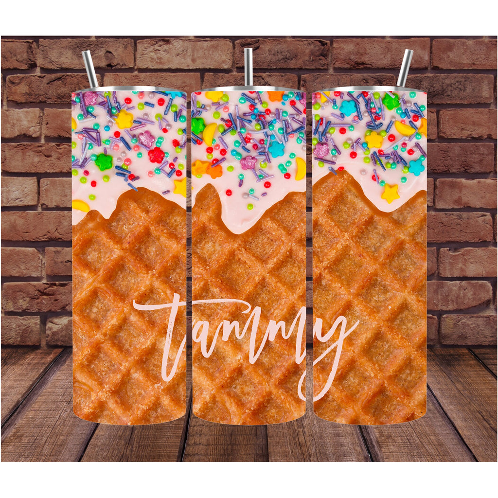 Waffle Cone Ice Cream Tumbler | Personalized Gift | Wine Tumbler | Gifts for Her | Drink Tumbler | Gift for Mom | Mother's Day Gift | Unique
