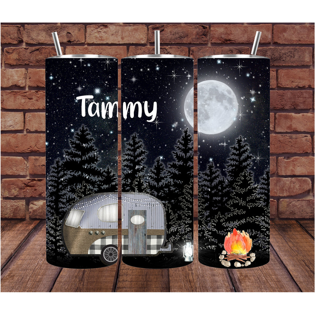 Custom Camper Tumbler - Personalized 20oz Drink Cup for Her - RV Camping Gift
