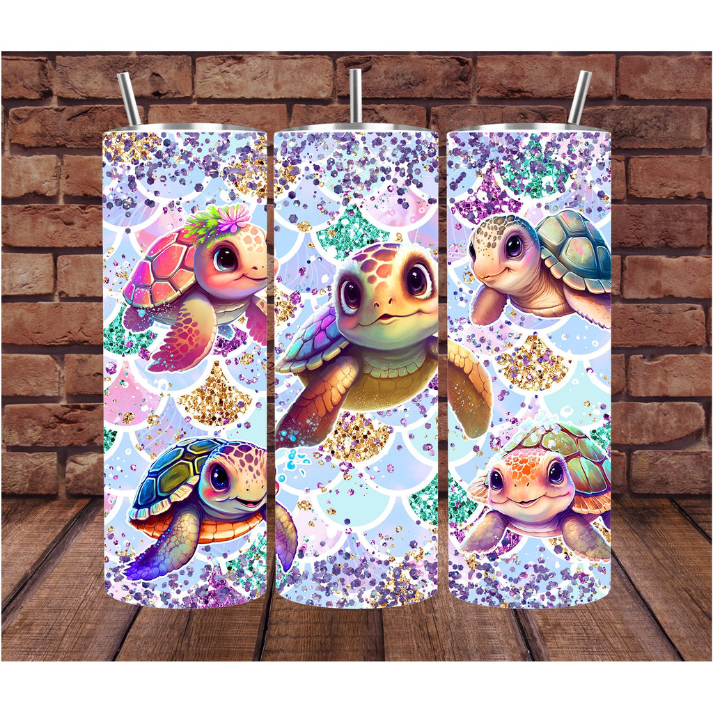 Turtle Tumbler | Watercolor Cup | Custom Tumbler | Gift for Her | Drink Tumbler | 20oz Drink Cup | Birthday Gift | Watercolor Turtle Gift |