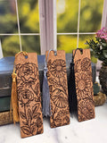 Wood Floral Themed Bookmarks | Gift for Booklovers and Gardening Lovers | Set of 4 Wooden Bookmarks with Flowers