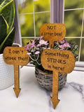 Wood Plant Stakes | Bathroom Humor for Gardeners | Great gift for Indoor or Potted Plants | Set of 5 Stained Wooden Stakes | Well Shit