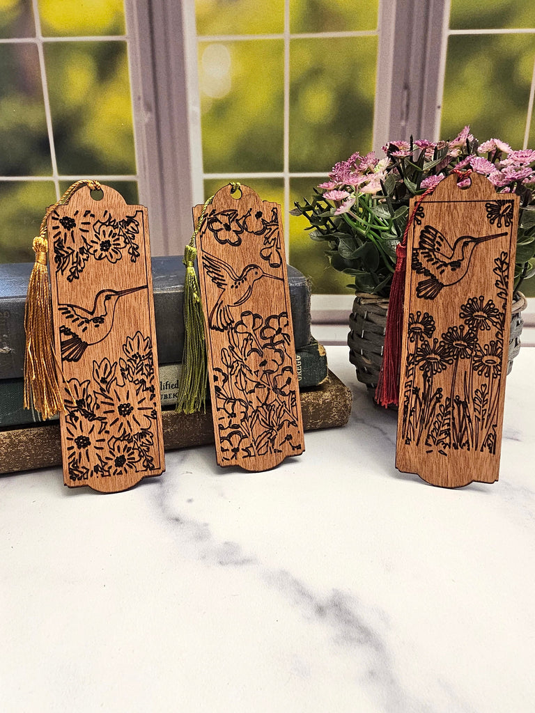 Wood Hummingbird Themed Bookmarks | Great Gift for Booklovers and Bird Lovers | Set of 3 Wooden Bookmarks with Hummingbirds