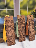 Wood Floral Themed Bookmarks | Gift for Booklovers and Gardening Lovers | Set of 4 Wooden Bookmarks with Flowers