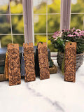 Wood Floral Themed Bookmarks | Gift for Booklovers and Gardening Lovers | Set of 4 Wooden Bookmarks with Flowers