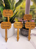 Wood Plant Stakes | Funny Puns for Gardeners | Great gift for Indoor or Potted Plants | Set of 5 Stained Wooden Stakes