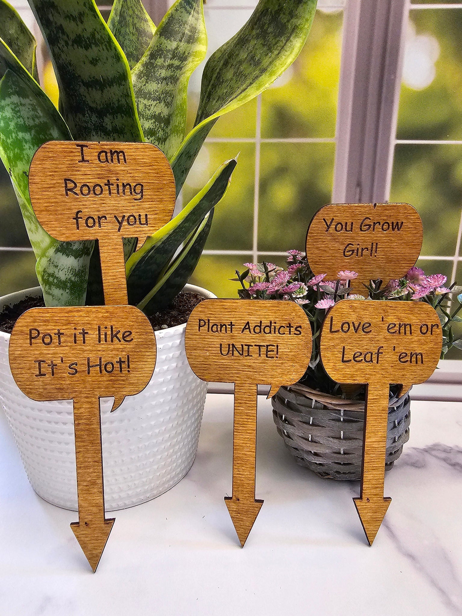 plant stakes indoor Wood Plant Stakes | Funny Puns for Gardeners | Great gift for Indoor o