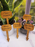 Wood Plant Stakes | Funny Puns for Gardeners | Great gift for Indoor or Potted Plants | Set of 5 Stained Wooden Stakes | Talk Dirty to Me
