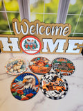 Welcome Home Door Sign with Interchangeable parts | Holiday Front Door Sign | Wood Hanging Door Sign with Magnetic Custom Seasonal Signs