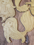 Wood DIY Paint Party Mermaid Themed Coloring Kit 4 Mermaids with Paint or Crayons | Kids Boredom Buster, Activity Kit or Party gifts