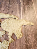 Wood DIY Paint Party Dinosaur Themed Coloring Kit 4 Dinosaurs with Paint or Crayons | Kids Boredom Buster, Activity Kit or Party gifts