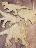 Wood DIY Paint Party Dinosaur Themed Coloring Kit 4 Dinosaurs with Paint or Crayons | Kids Boredom Buster, Activity Kit or Party gifts