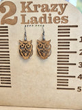 Wood Handmade Owl Dangle Earrings | Cute Laser Cut Owl Hanging Earrings | Beautiful Jewelry Gift | Lightweight Wood Earrings