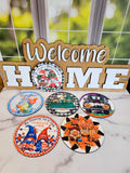 Welcome Home Door Sign with Interchangeable parts | Holiday Front Door Sign | Wood Hanging Door Sign with Magnetic Custom Seasonal Signs