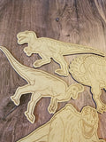 Wood DIY Paint Party Dinosaur Themed Coloring Kit 4 Dinosaurs with Paint or Crayons | Kids Boredom Buster, Activity Kit or Party gifts