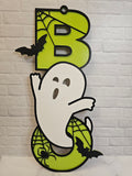 Boo Halloween Sign | Handpainted Custom Ghost Sign | Unique Halloween Decor | Halloween Door Decor | BOO Hanging Sign | Large 20" x 9" Sign