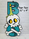 Boo Halloween Sign | Handpainted Custom Skeleton Sign | Unique Halloween Decor | Halloween Door Decor | BOO Hanging Sign | Large 20"x9" Sign