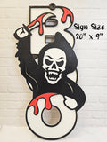 Boo Halloween Sign | Painted Custom Reaper Sign | Unique Halloween Decor | Halloween Door Decor | BOO Hanging Sign | Large 20"x9" Wood Sign