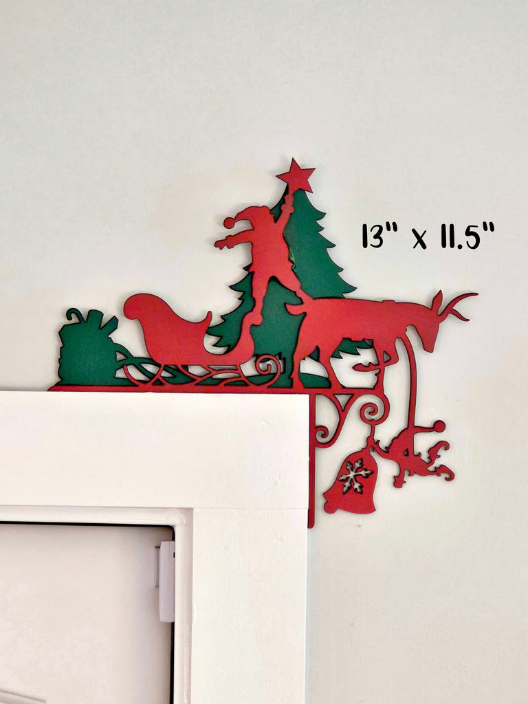 Christmas Door Corner | Custom Door Decor | Falling Elf | Door Trim Sitter | Holiday Door Sign | Custom Trim Sitter | Christmas Elves