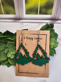 Wood Christmas Tree Dangle Earrings | Christmas Tree Hanging Earrings | Beautiful Jewelry Gift | Lightweight Wood Earrings | Christmas Gift