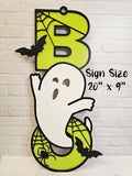 Boo Halloween Sign | Handpainted Custom Ghost Sign | Unique Halloween Decor | Halloween Door Decor | BOO Hanging Sign | Large 20" x 9" Sign