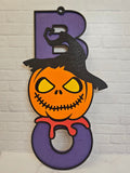 Boo Halloween Sign | Painted Custom Scarecrow Sign | Unique Halloween Decor | Halloween Door Decor | BOO Hanging Sign | Large 20"x9" Sign