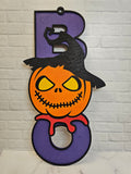 Boo Halloween Sign | Painted Custom Scarecrow Sign | Unique Halloween Decor | Halloween Door Decor | BOO Hanging Sign | Large 20"x9" Sign