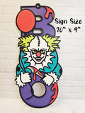 Boo Halloween Sign | Painted Custom Clown Sign | Unique Halloween Decor | Halloween Door Decor | BOO Hanging Sign | Large 20"x9" Wood Sign