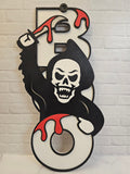 Boo Halloween Sign | Painted Custom Reaper Sign | Unique Halloween Decor | Halloween Door Decor | BOO Hanging Sign | Large 20"x9" Wood Sign