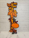Fall Sign | Painted Custom Fall Sign | Unique Autumn Decor | Fall Door Decor | Fall leaves Hanging Sign | Large 20"x7" Wood Sign
