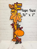 Fall Sign | Painted Custom Fall Sign | Unique Autumn Decor | Fall Door Decor | Fall leaves Hanging Sign | Large 20"x7" Wood Sign