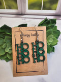 Wood Christmas Dangle Earrings | Christmas HO HO HO Hanging Earrings | Beautiful Jewelry Gift | Lightweight Wood Earrings | Christmas Gift