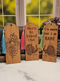 Wood Peacock Themed Bookmarks | Great Gift for Booklovers and Bird Lovers | Set of 3 Wooden Bookmarks with Peacocks | Born to Stand Out