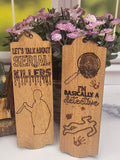 Wood True Crime Themed Bookmarks | Great Gift for True Crime Book Lovers | Set of 4 Wooden Bookmarks | True Crime Detective Serial Killer