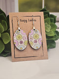 Wood Handmade Flower Dangle Earrings | Cute Floral Earrings | Beautiful Jewelry Gift | Lightweight Wood Earrings