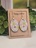 Wood Handmade Flower Dangle Earrings | Cute Floral Earrings | Beautiful Jewelry Gift | Lightweight Wood Earrings