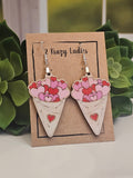 Wood Handmade Valentine Heart Dangle Earrings | Cute Heart Earrings | Beautiful Jewelry Gift | Lightweight Wood Earrings
