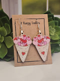 Wood Handmade Valentine Heart Dangle Earrings | Cute Heart Earrings | Beautiful Jewelry Gift | Lightweight Wood Earrings
