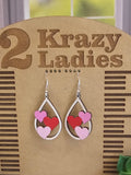 Wood Handmade Valentine Heart Dangle Earrings | Cute Teardrop Heart Earrings | Beautiful Jewelry Gift | Lightweight Wood Earrings