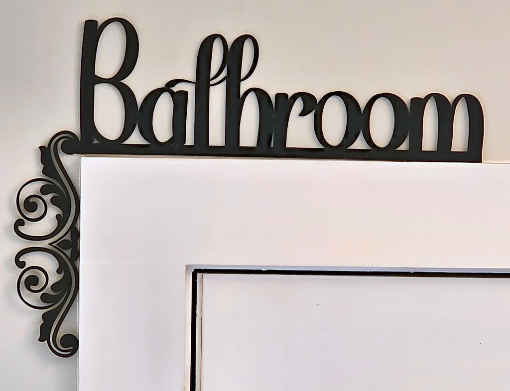 Bathroom Sign - Custom Trim Sitter for Doors - Decorative Door Accent
