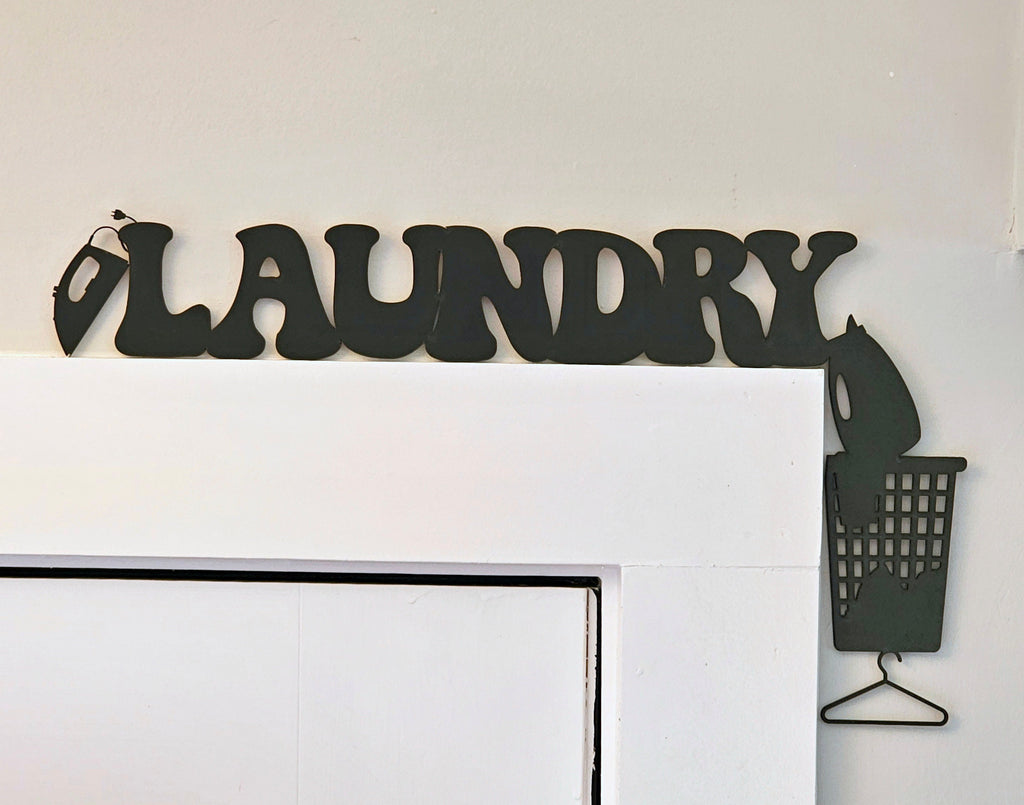 Custom Laundry Door Sign with Door Trim Sitter  Laundry Corner Decor