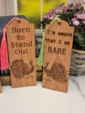 Wood Peacock Themed Bookmarks | Great Gift for Booklovers and Bird Lovers | Set of 3 Wooden Bookmarks with Peacocks | Born to Stand Out