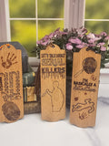 Wood True Crime Themed Bookmarks | Great Gift for True Crime Book Lovers | Set of 4 Wooden Bookmarks | True Crime Detective Serial Killer