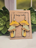 Wood Handmade Mushroom Dangle Earrings | Cute Mushroom Earrings | Beautiful Jewelry Gift | Lightweight Wood Earrings