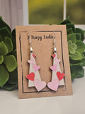 Wood Handmade Valentine Heart Dangle Earrings | Cute Heart Earrings | Beautiful Jewelry Gift | Lightweight Wood Earrings