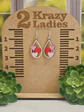 Wood Handmade Valentine Heart Dangle Earrings | Cute Teardrop Heart Earrings | Beautiful Jewelry Gift | Lightweight Wood Earrings