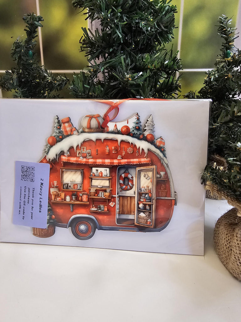 Camper RV Christmas Ornament One-Sided Whimsical Camping Gift